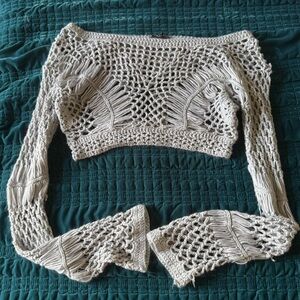 Elegant Grey Crochet Sweater